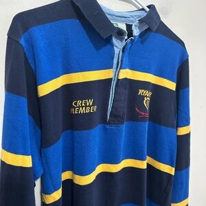 Connolly Ryanair crew member rugby Polo shirt Men’s  Size Large Blue Striped